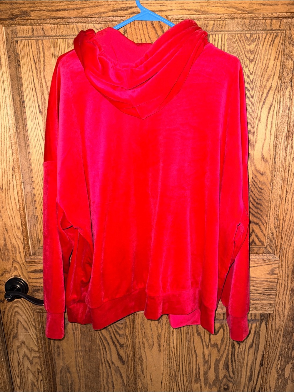 Torrid sleep Bright Red Velour Zip-Up Hoodie - Picture 3 of 3